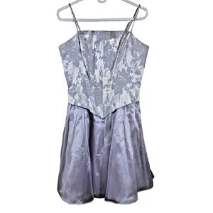 Masquerade Lilac Floral Sparkle Formal Prom Party Dress Women's Size 13/14